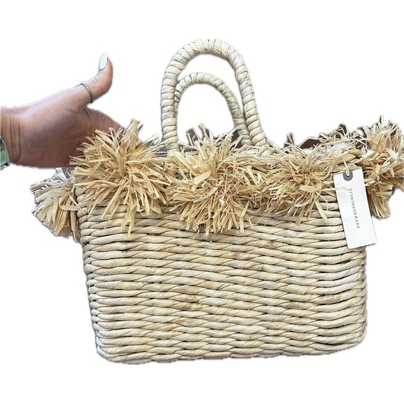 Anthropologie Ingego Africa Palm Pommed Tote Bag - Picture 3 of 8